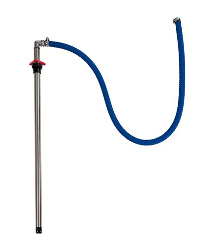 Ruostumatonta terästä olevat putki letkulla ja astiamutterilla pituus 1250mm