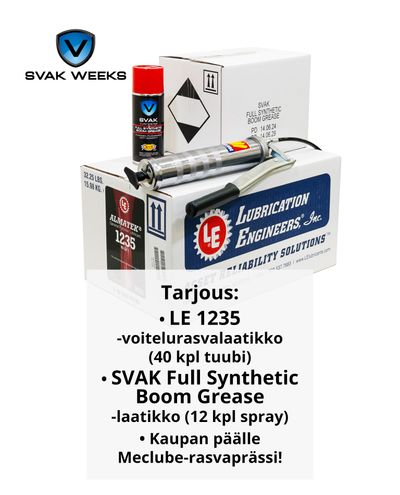 40 kpl LE 1235 400 g + 12 kpl SVAK Full Synthetic Boom Grease 400 ml + Meclube-rasvaprässi - 1235