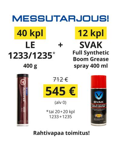 Messutarjous! - 40 kpl LE 1233 400 g + 12 kpl SVAK Boom Grease Messutarjous! - 40 kpl LE 1233 400 g + 12 kpl SVAK Boom Grease