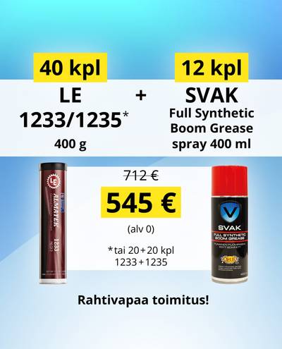 Tarjous! - 40 kpl LE 1233 400 g + 12 kpl SVAK Boom Grease Tarjous! - 40 kpl LE 1233 400 g + 12 kpl SVAK Boom Grease