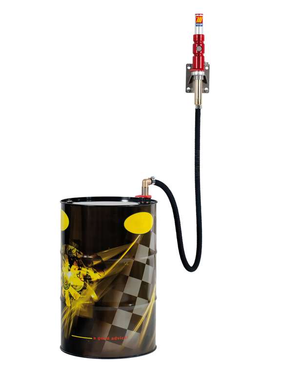 Paineilmatoiminen öljynsiirtoyksikkö seinäkiinnitteisellä pumpulla 180 - 220 L astialle pumppaussuhde 1 : 1 40L/min